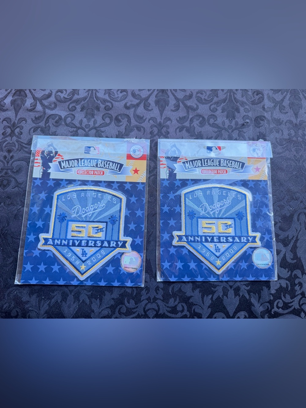 Lot of 2 MLB collector patch Los Angeles Dodgers' 50th anniversary (1958-2008).